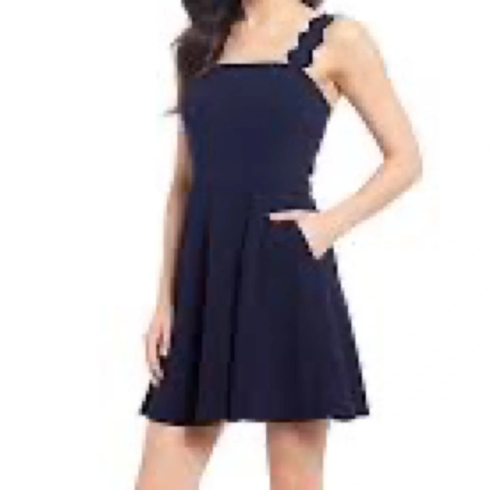 💙NWT,City Vibe from Dillard’s, Navy Blue Fit & Flare w/POCKETS, Cool Straps!